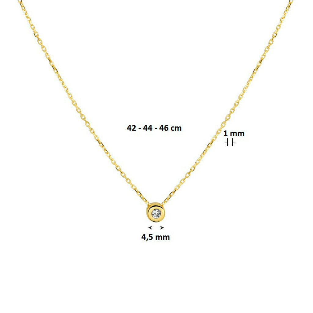 Collier zirkonia 1,0 mm 42 - 44 - 46 cm 14k geelgoud