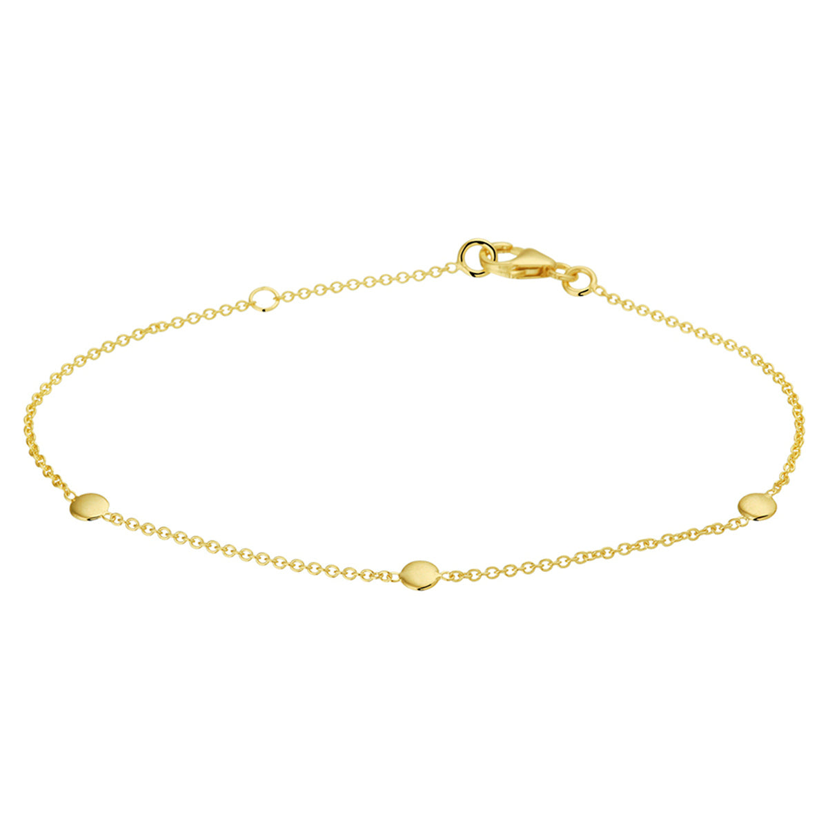Armband rondjes 1,2 mm 17 + 2 cm 14k geelgoud