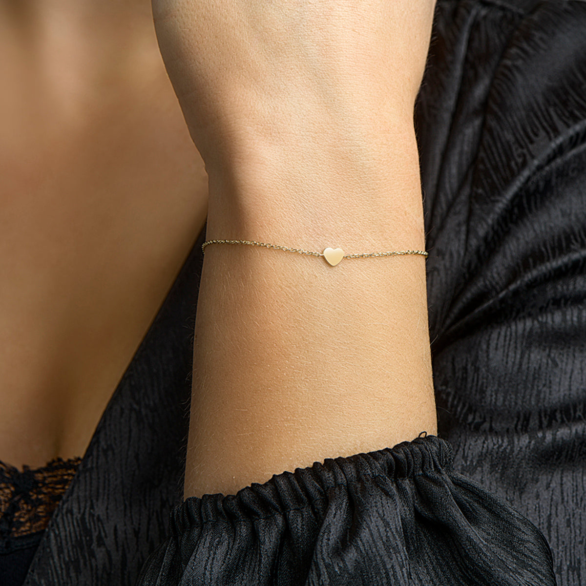 Armband hart 17 - 18,5 cm 14k geelgoud