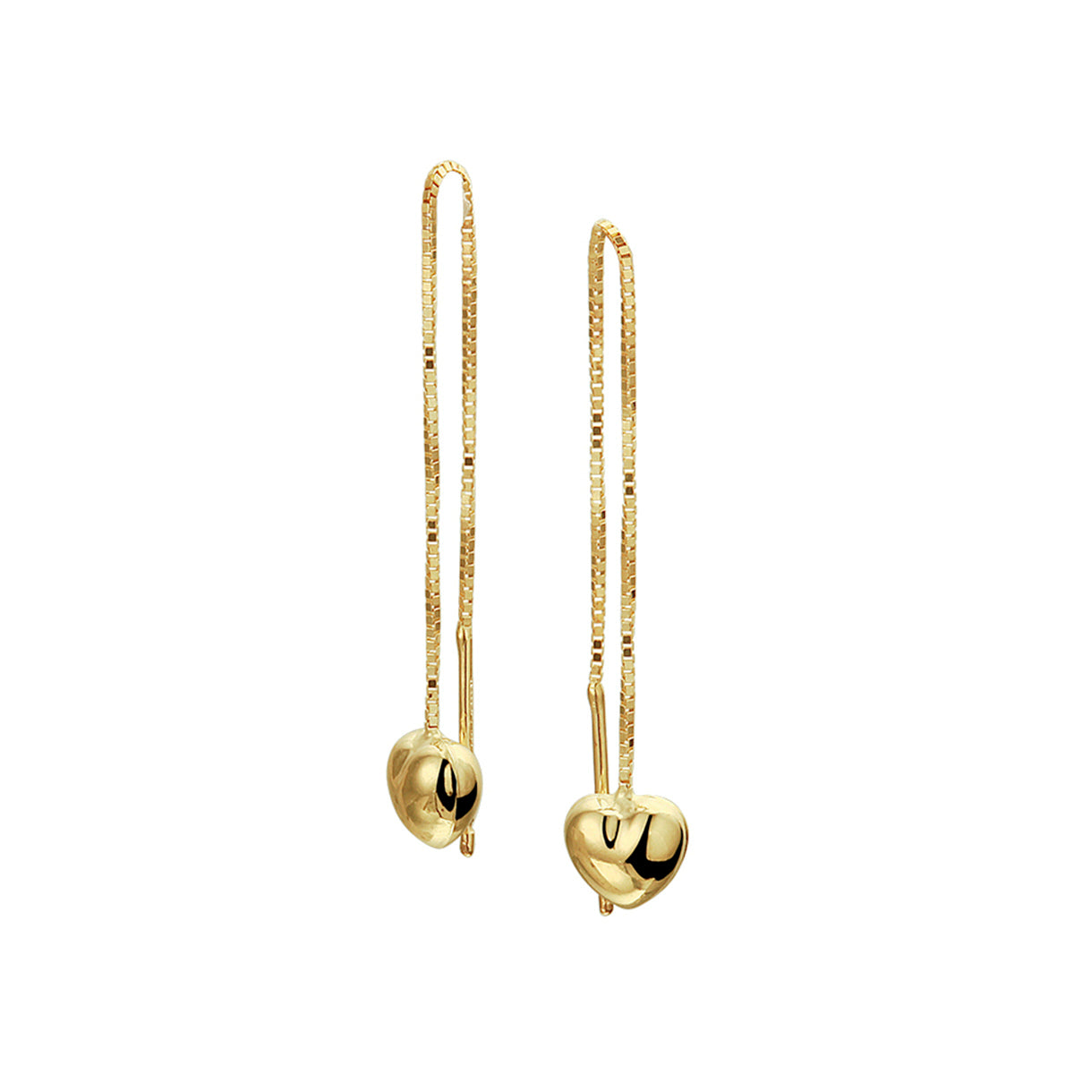 Doortrekoorbellen hart 14k geelgoud