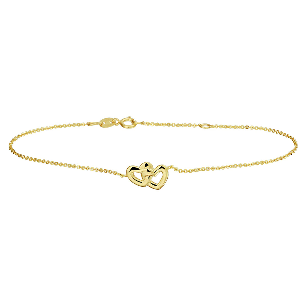 Armband hartjes 16 - 18 cm 14k geelgoud