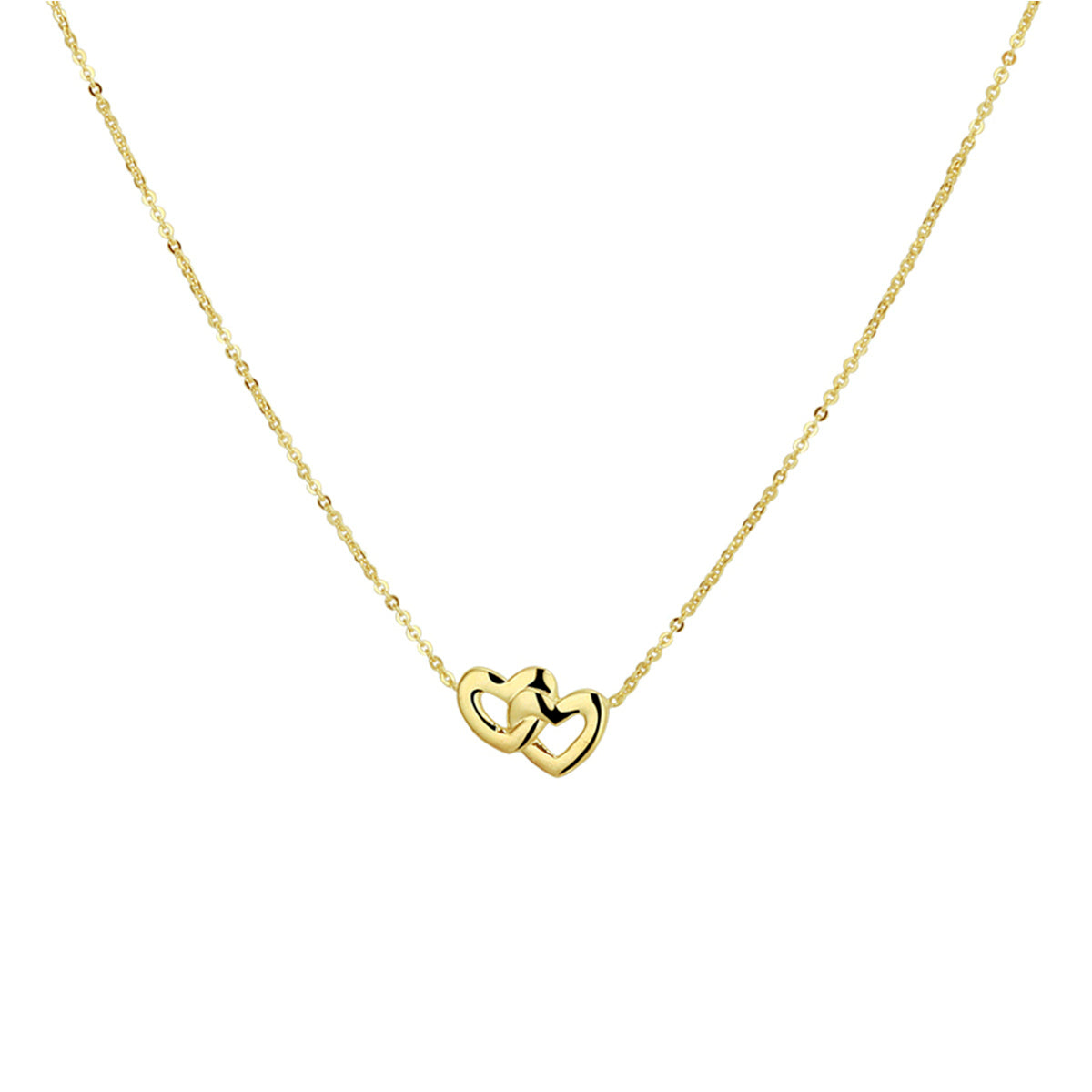 Collier hartjes 42 + 3  cm 14k geelgoud