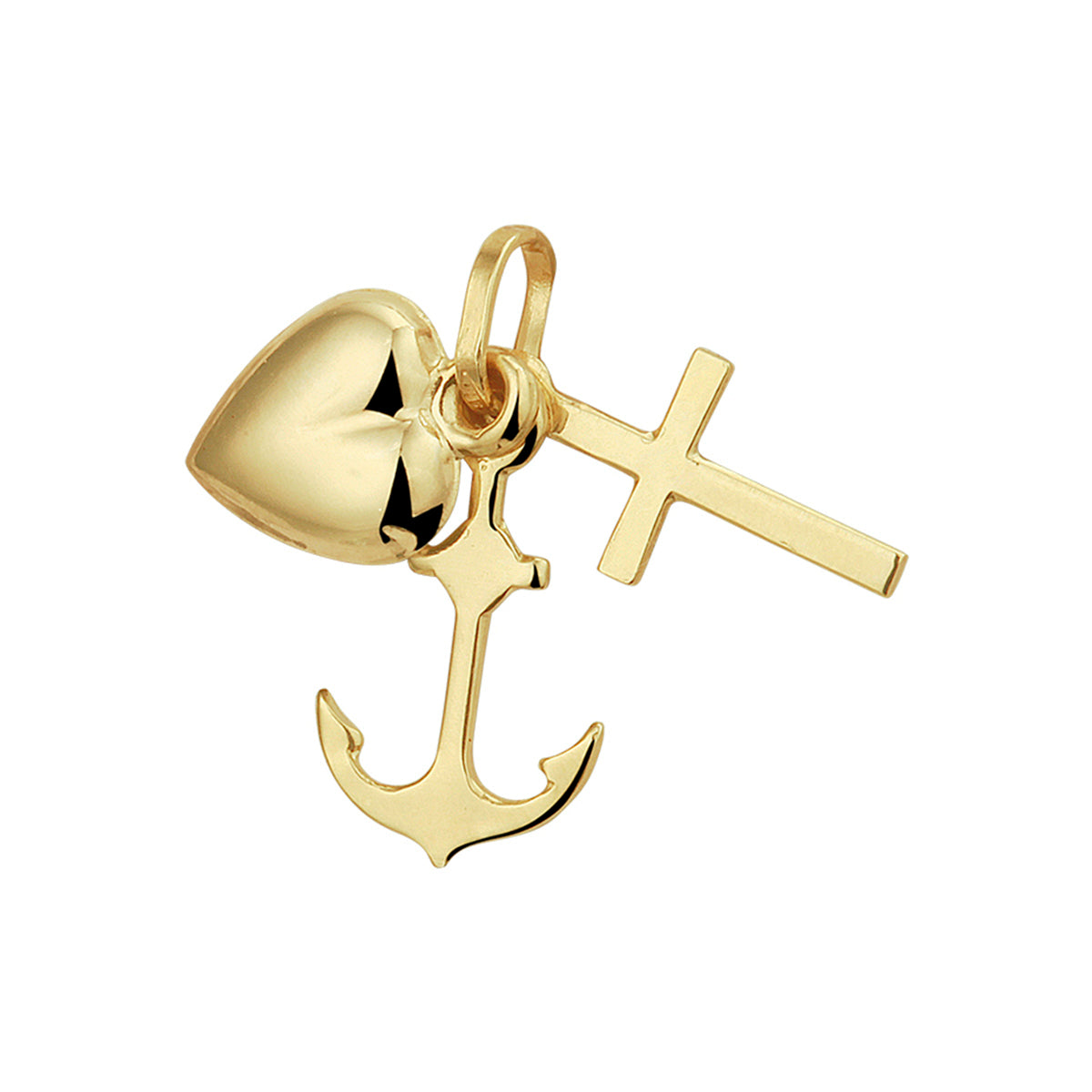 Hanger geloof, hoop en liefde 14k geelgoud