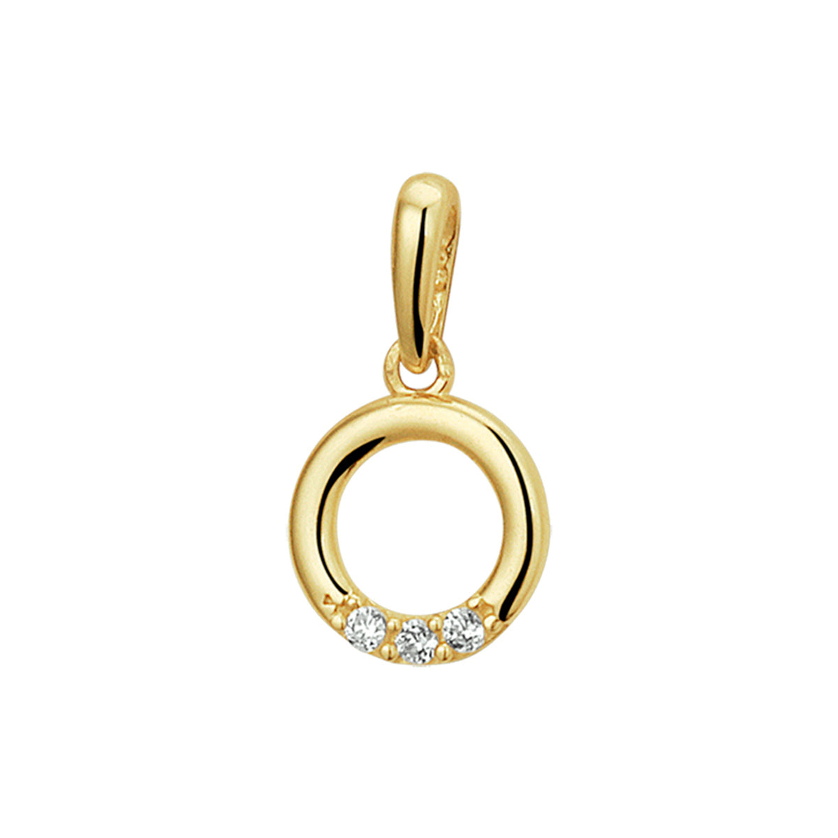 Hanger rondje zirkonia 14k geelgoud