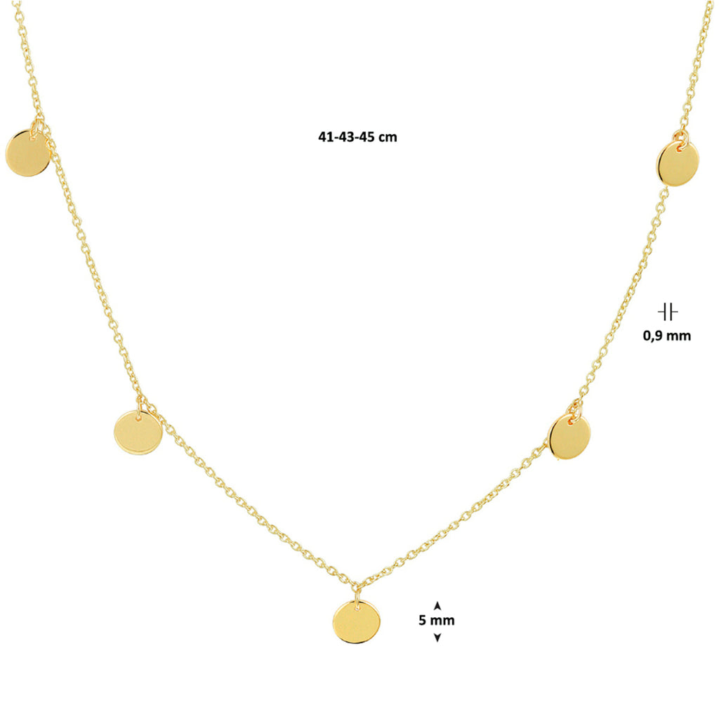 Collier rondjes 41 - 43 - 45 cm 14k geelgoud