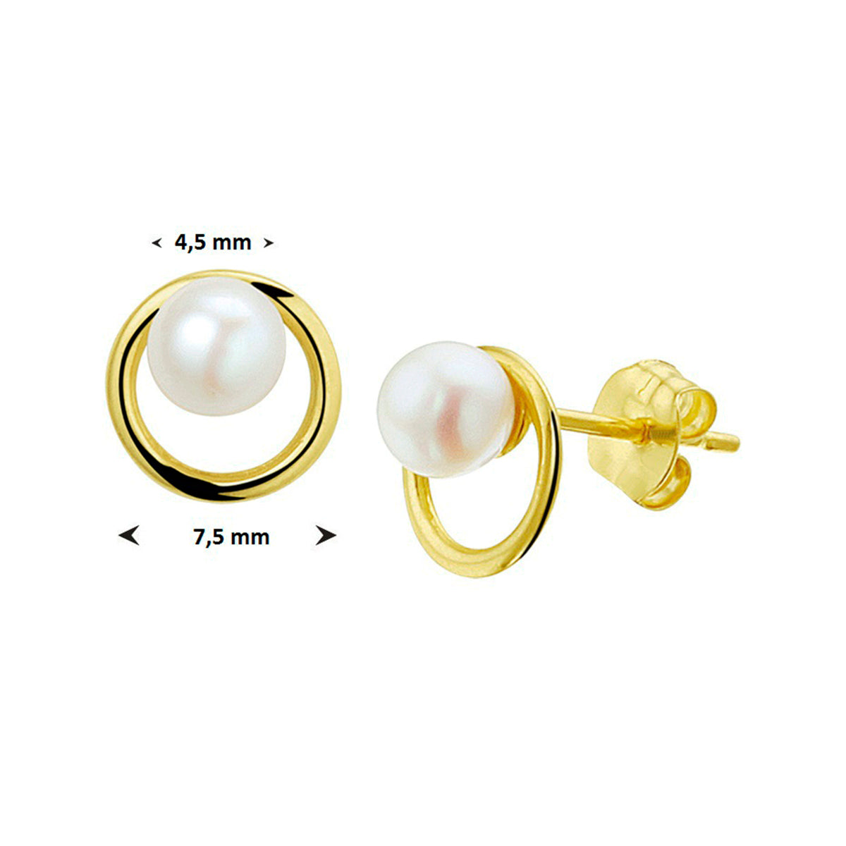Oorknoppen parel 14k geelgoud