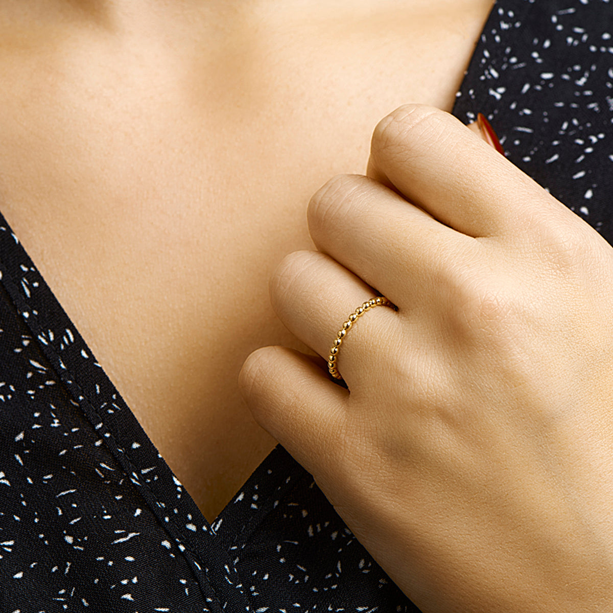 Aanschuifring bolletjes 14k geelgoud