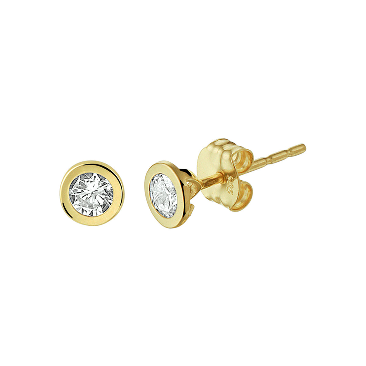 Oorknoppen zirkonia 14k geelgoud