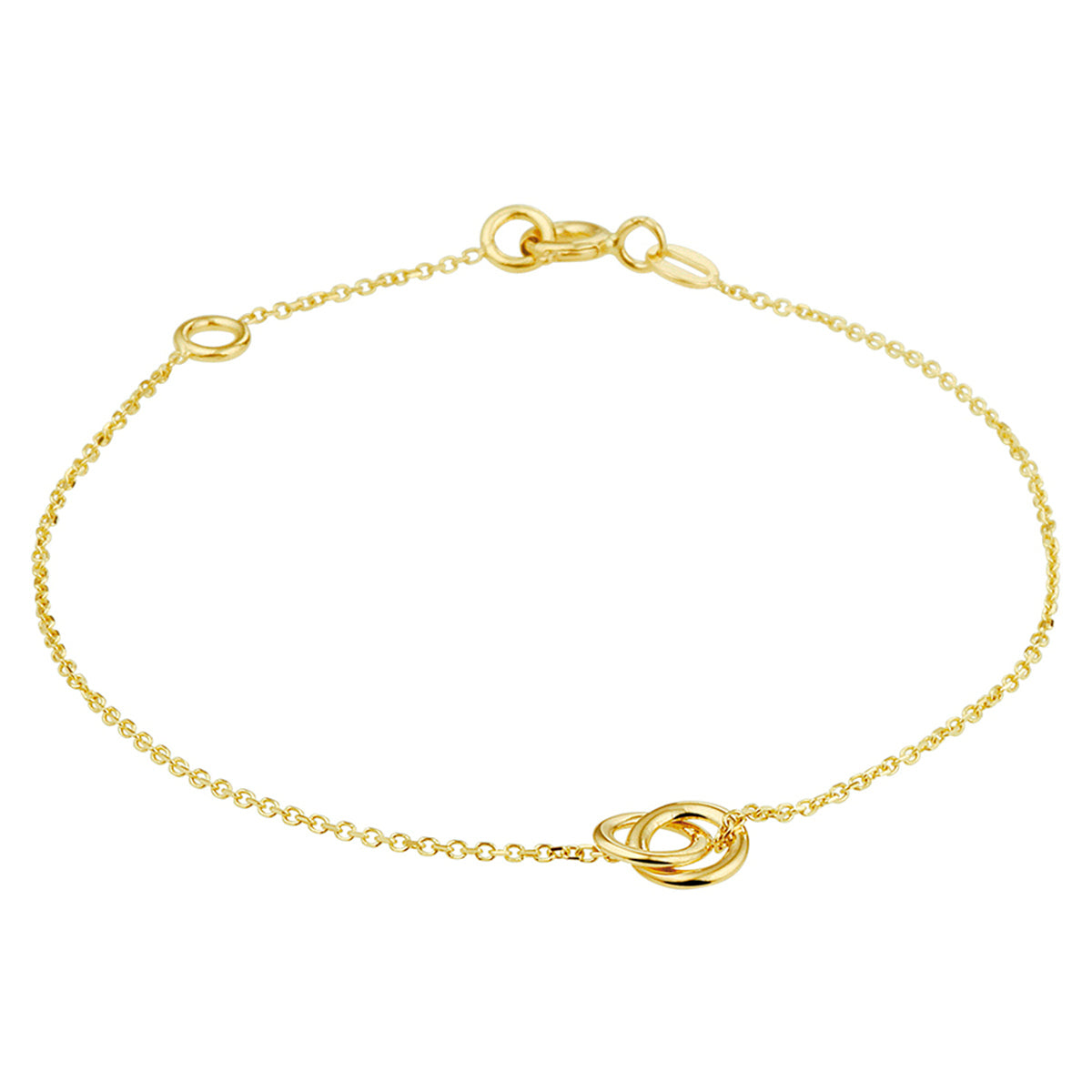 Armband rondjes 16 - 18 cm 14k geelgoud