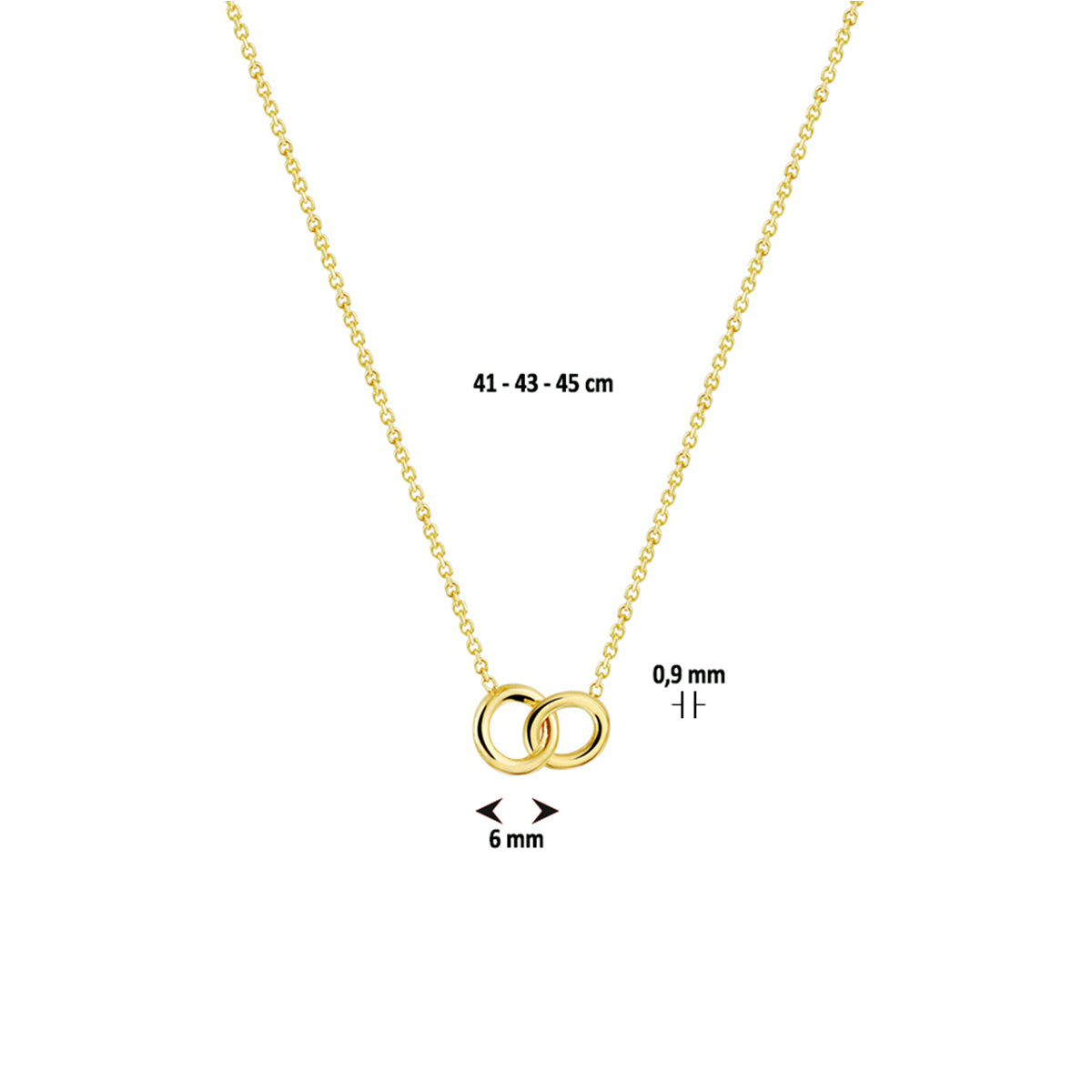 Collier rondjes 42 - 43 - 45 cm 14k geelgoud