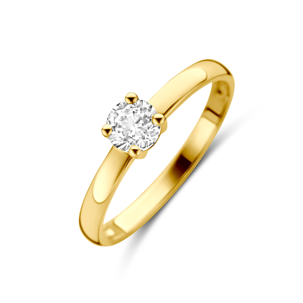 Ring zirkonia 14k geelgoud