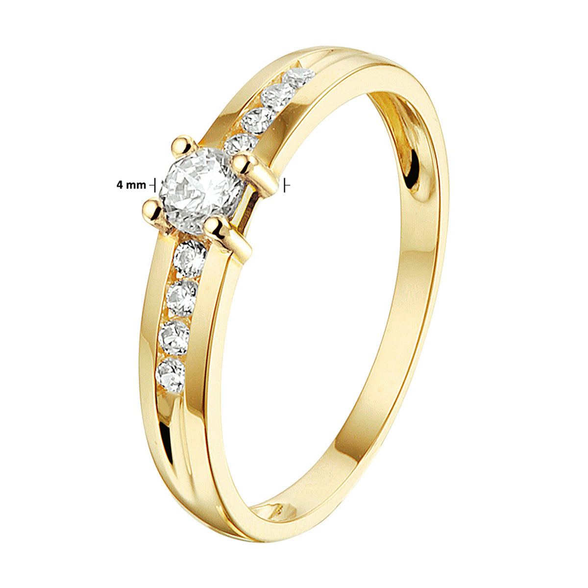 Ring zirkonia 14k geelgoud