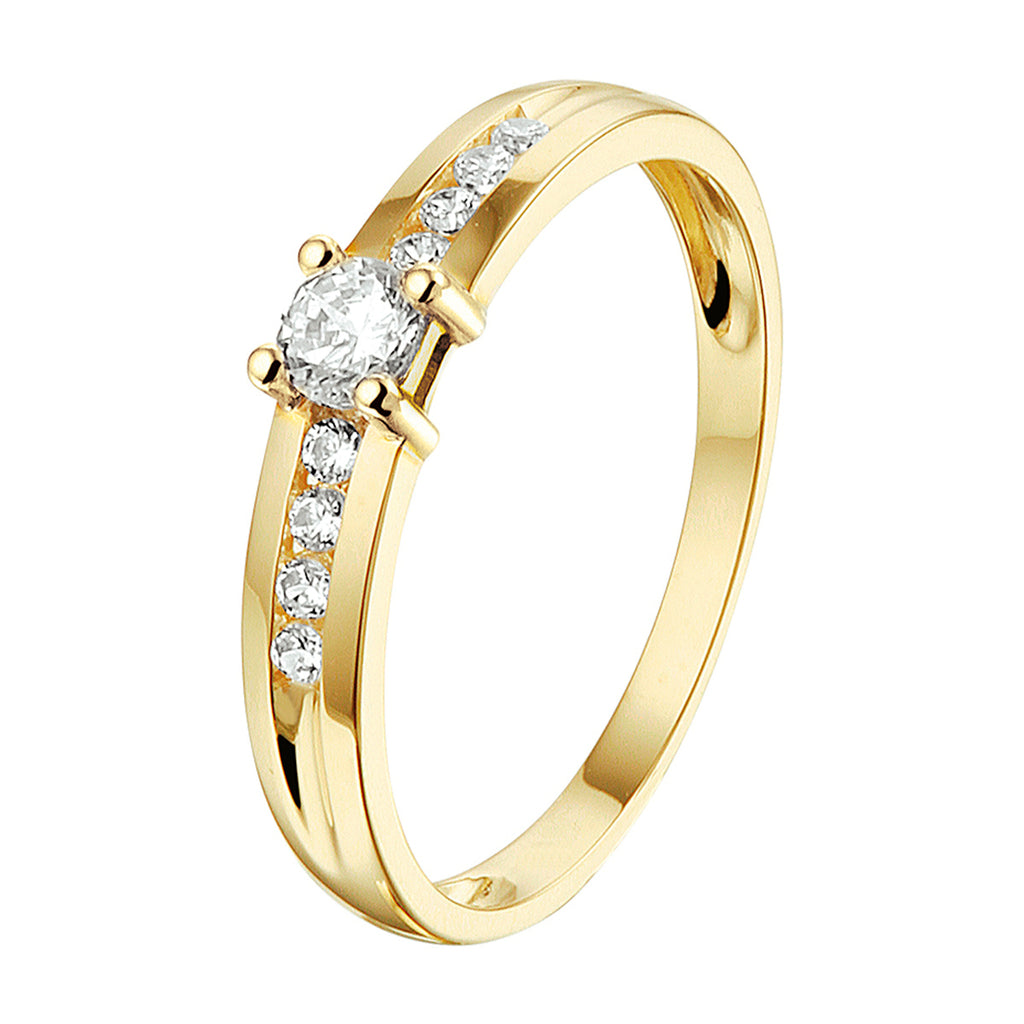 Ring zirkonia 14k geelgoud