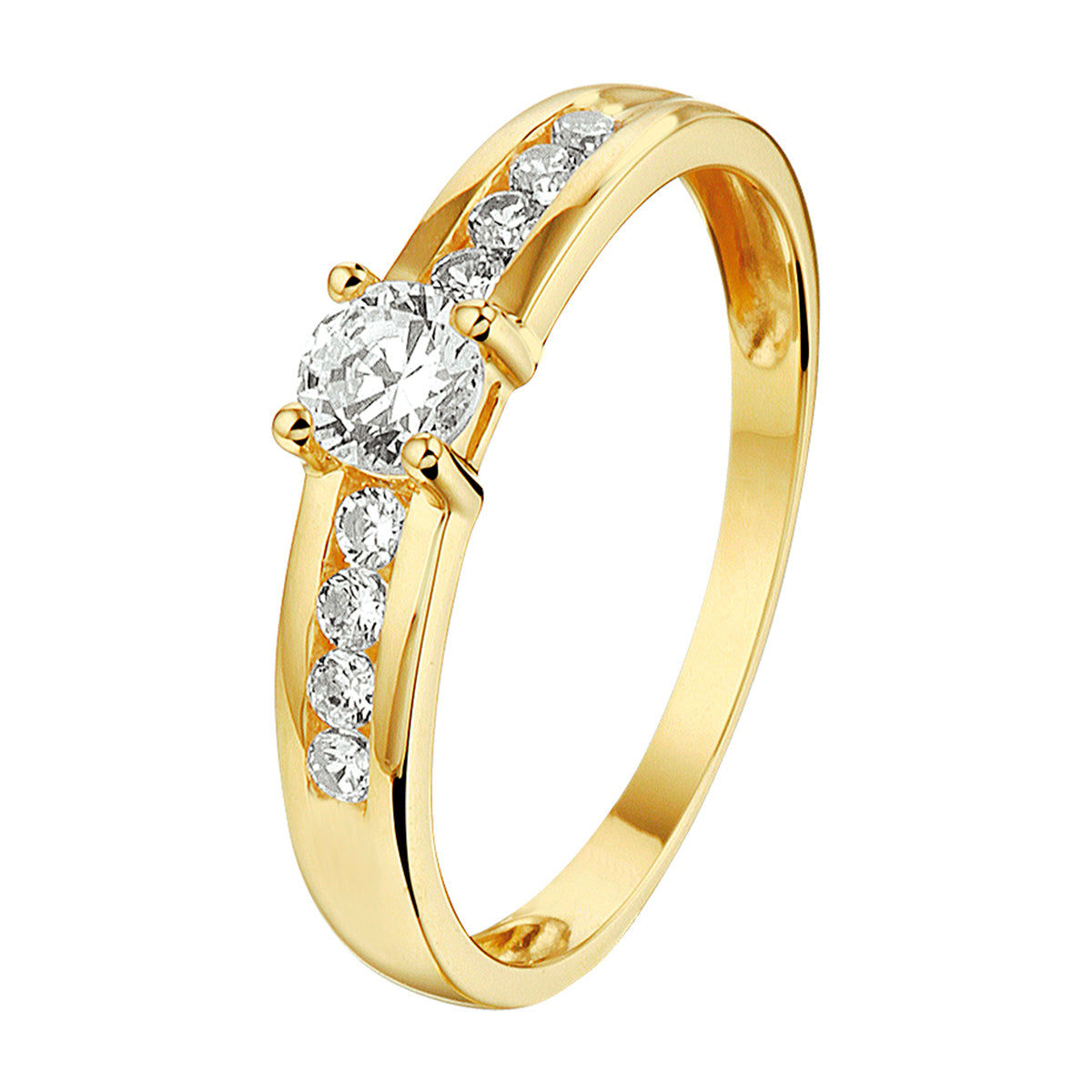 Ring zirkonia 14k geelgoud