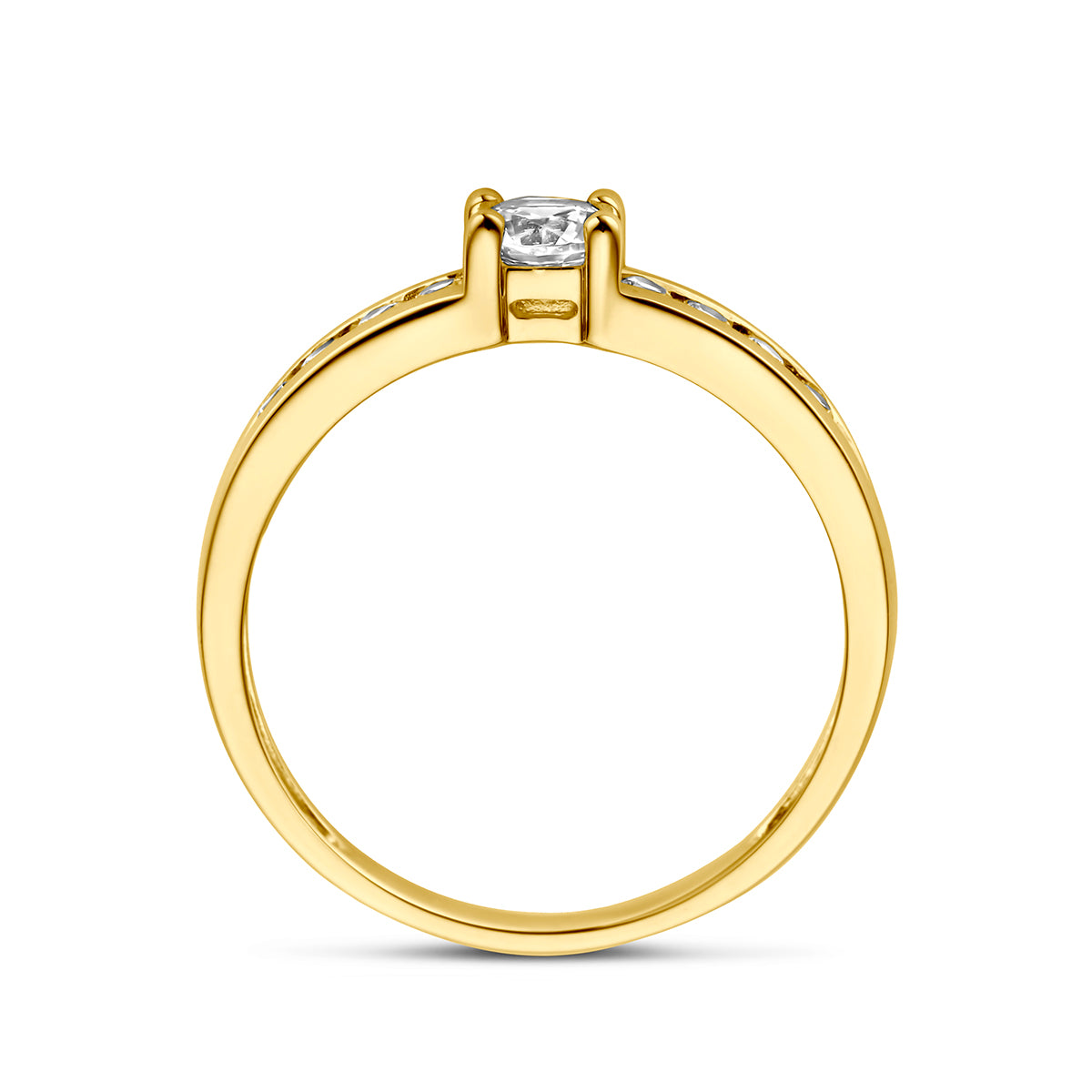 Ring zirkonia 14k geelgoud