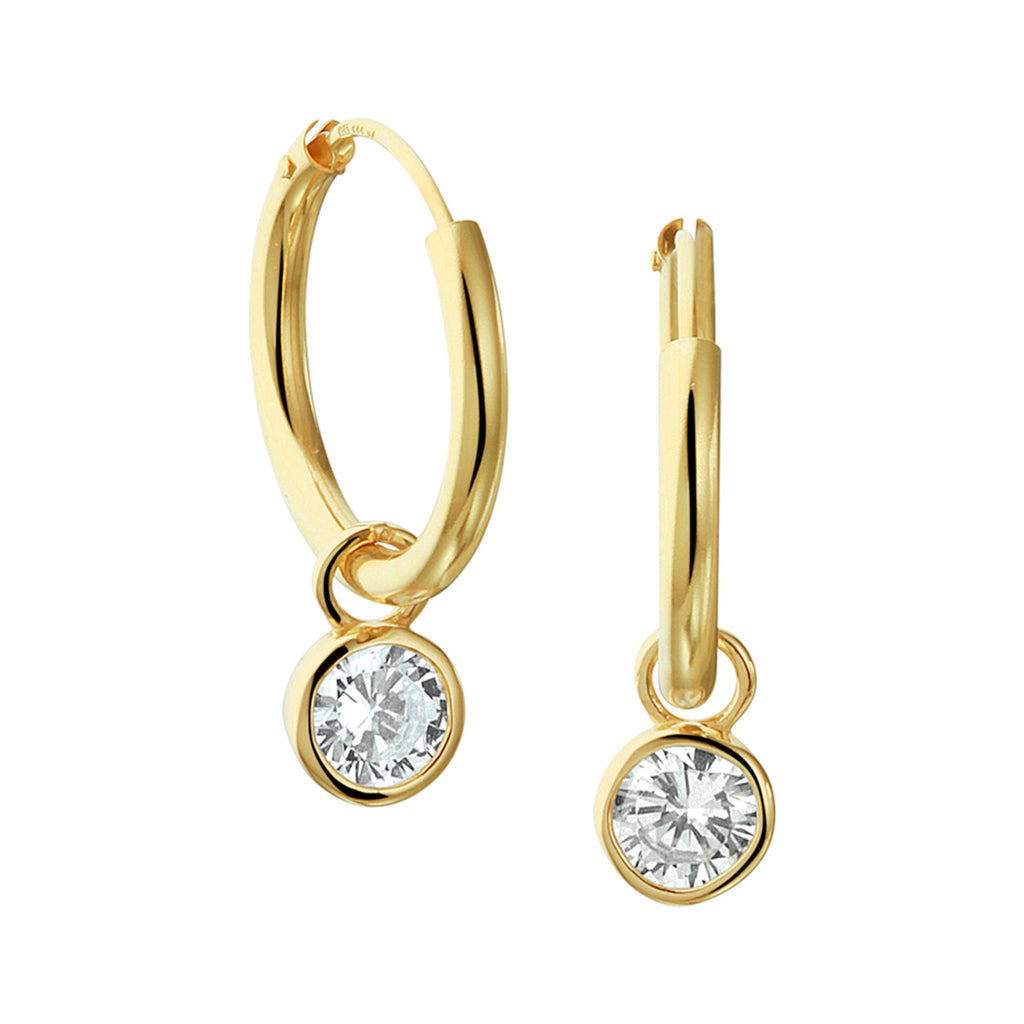 Oorringen met hangers zirkonia 14k geelgoud