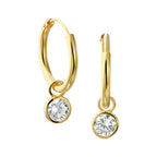 Oorringen met hangers zirkonia 14k geelgoud