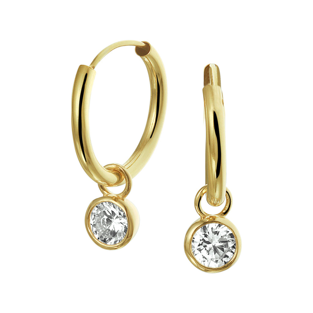 Oorringen met hangers zirkonia 14k geelgoud