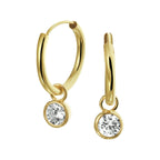 Oorringen met hangers zirkonia 14k geelgoud