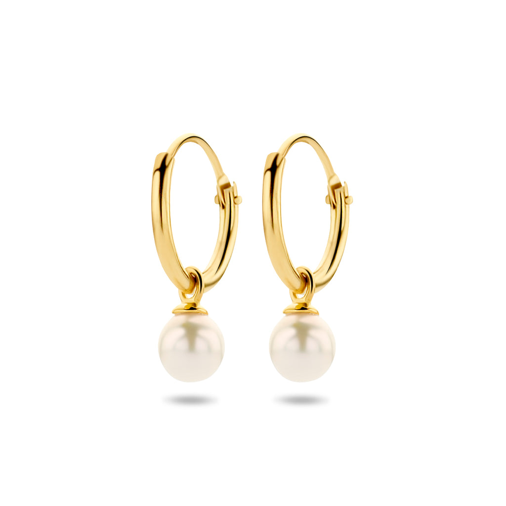 Oorringen met hangers zoetwaterparel 14k geelgoud