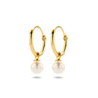 Oorringen met hangers zoetwaterparel 14k geelgoud