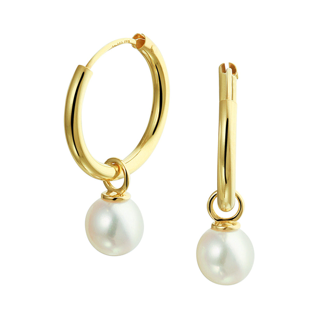 Oorringen met hangers zoetwaterparel 14k geelgoud