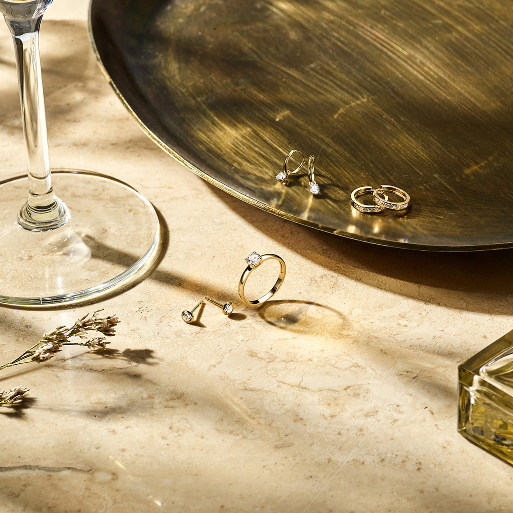 Oorringen met hangers zirkonia 14k geelgoud