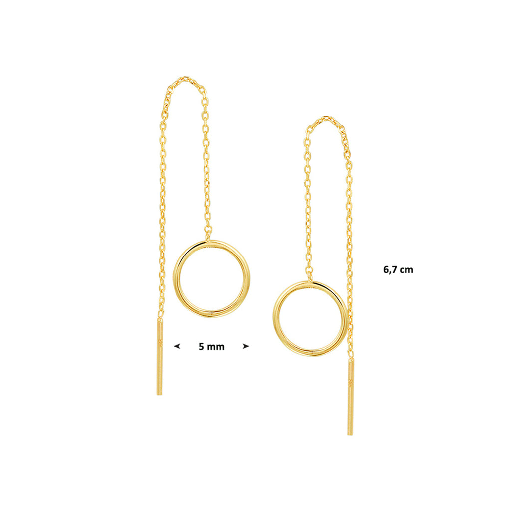 Doortrekoorbellen ring 14k geelgoud