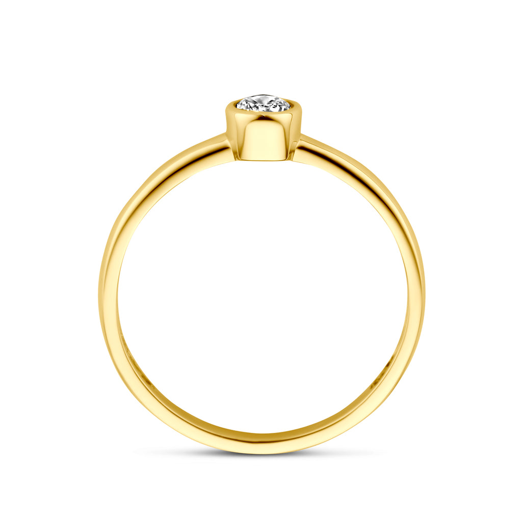Ring zirkonia 14k geelgoud