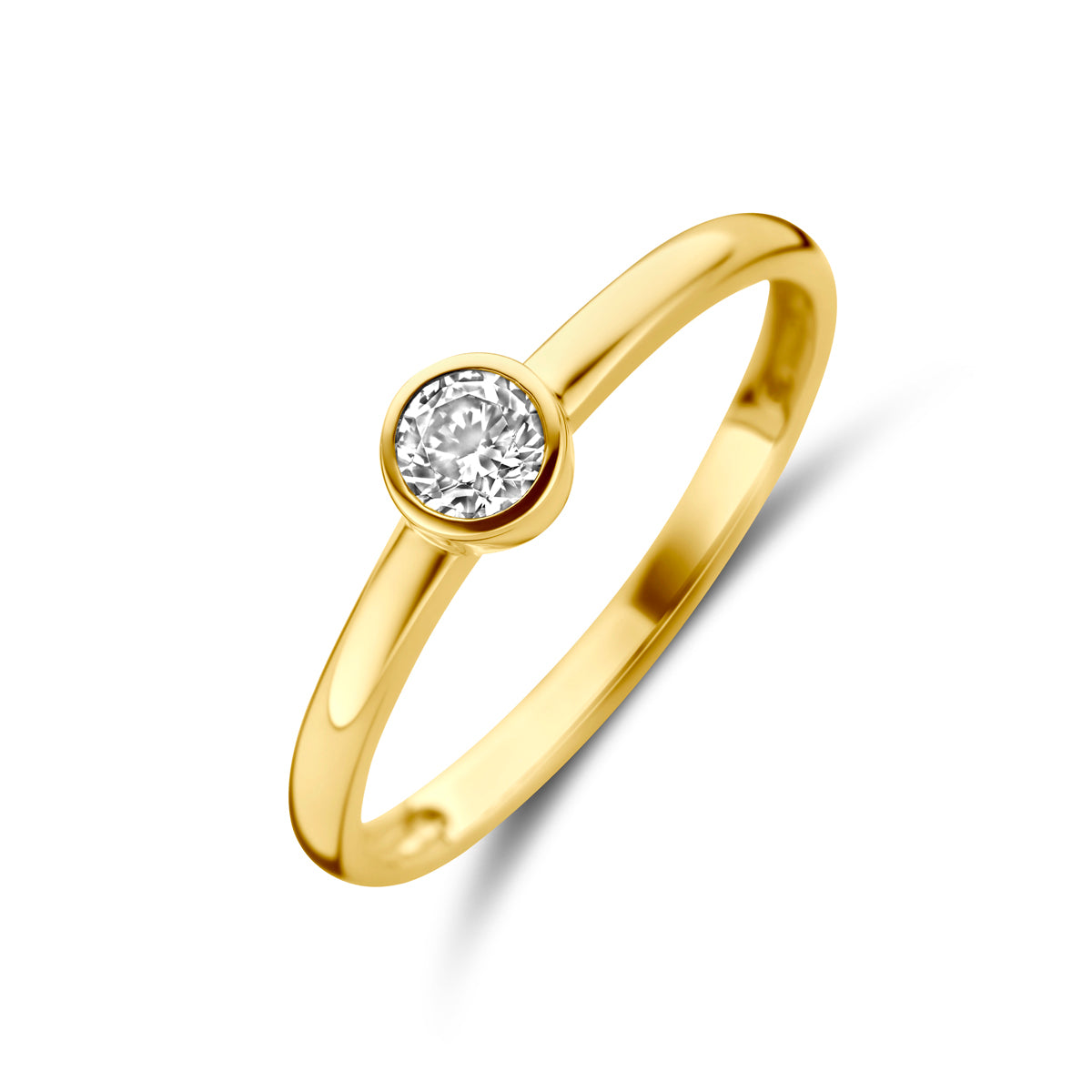 Ring zirkonia 14k geelgoud