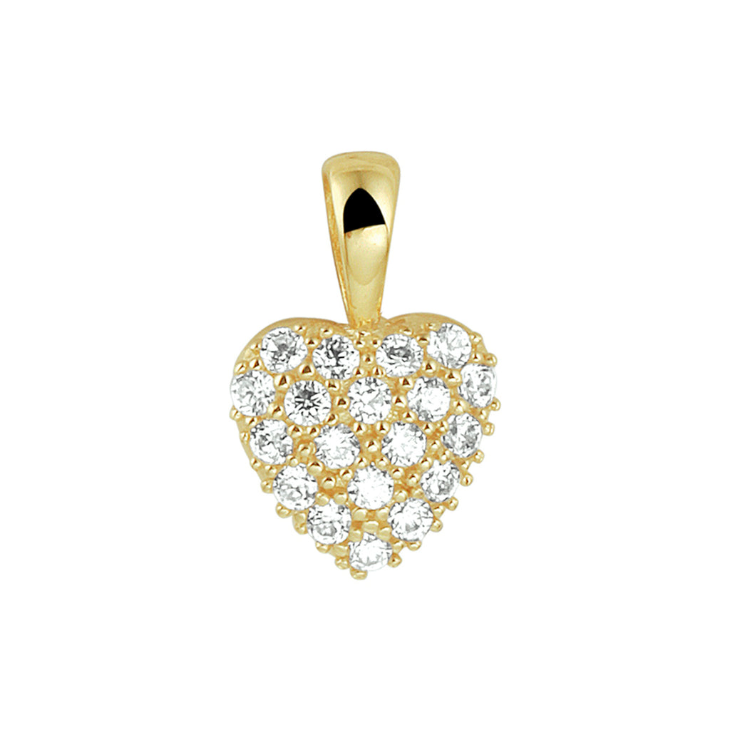 Hanger hart zirkonia 14k geelgoud