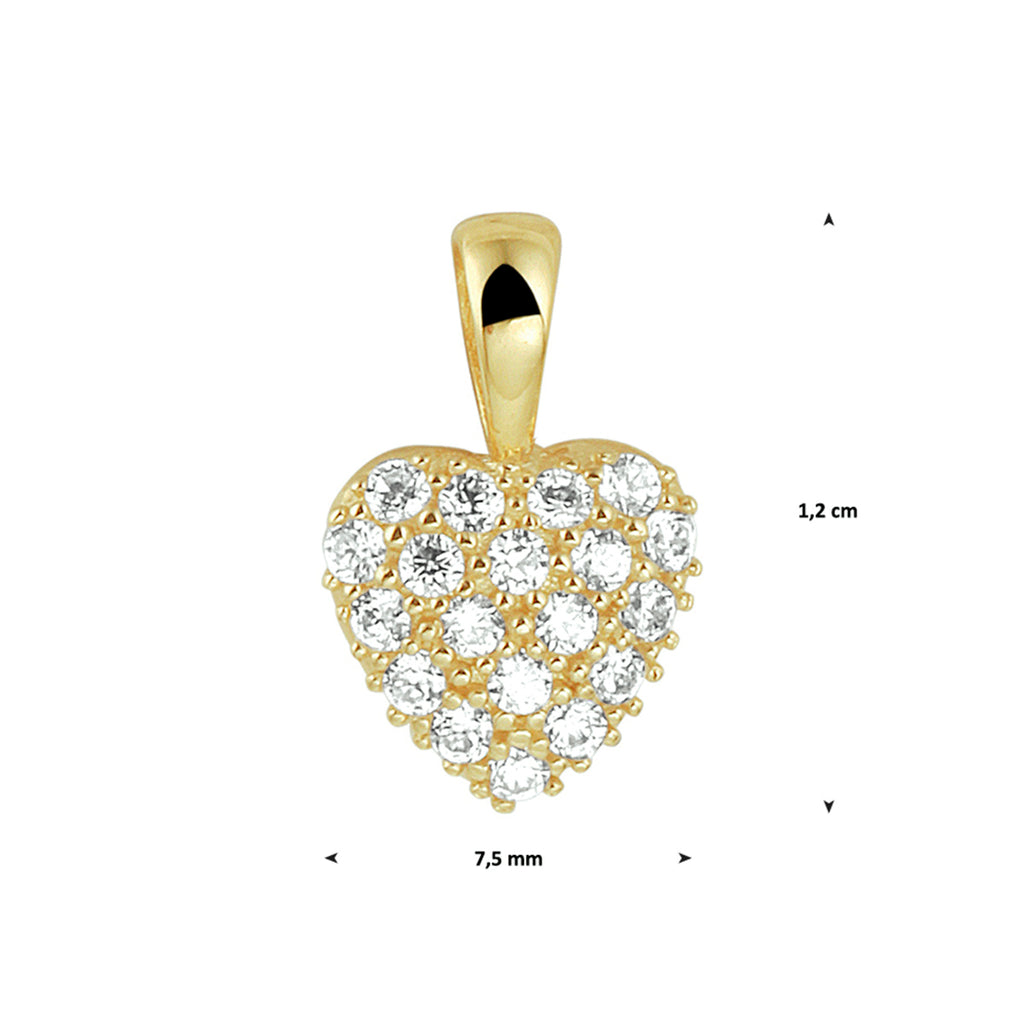 Hanger hart zirkonia 14k geelgoud