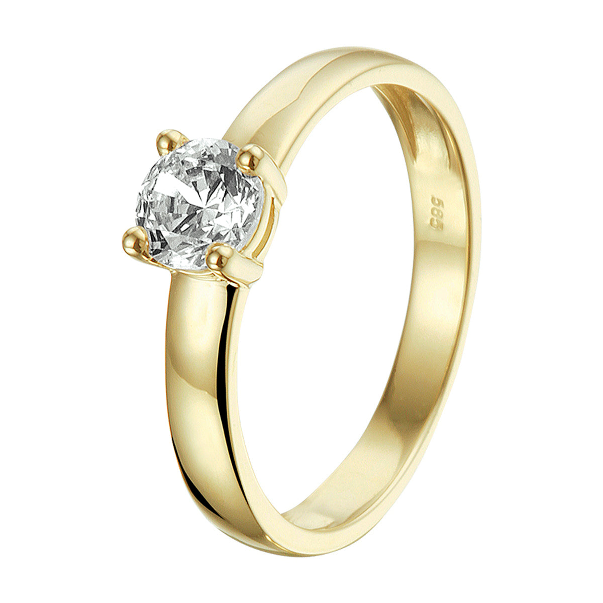 Ring zirkonia 14k geelgoud