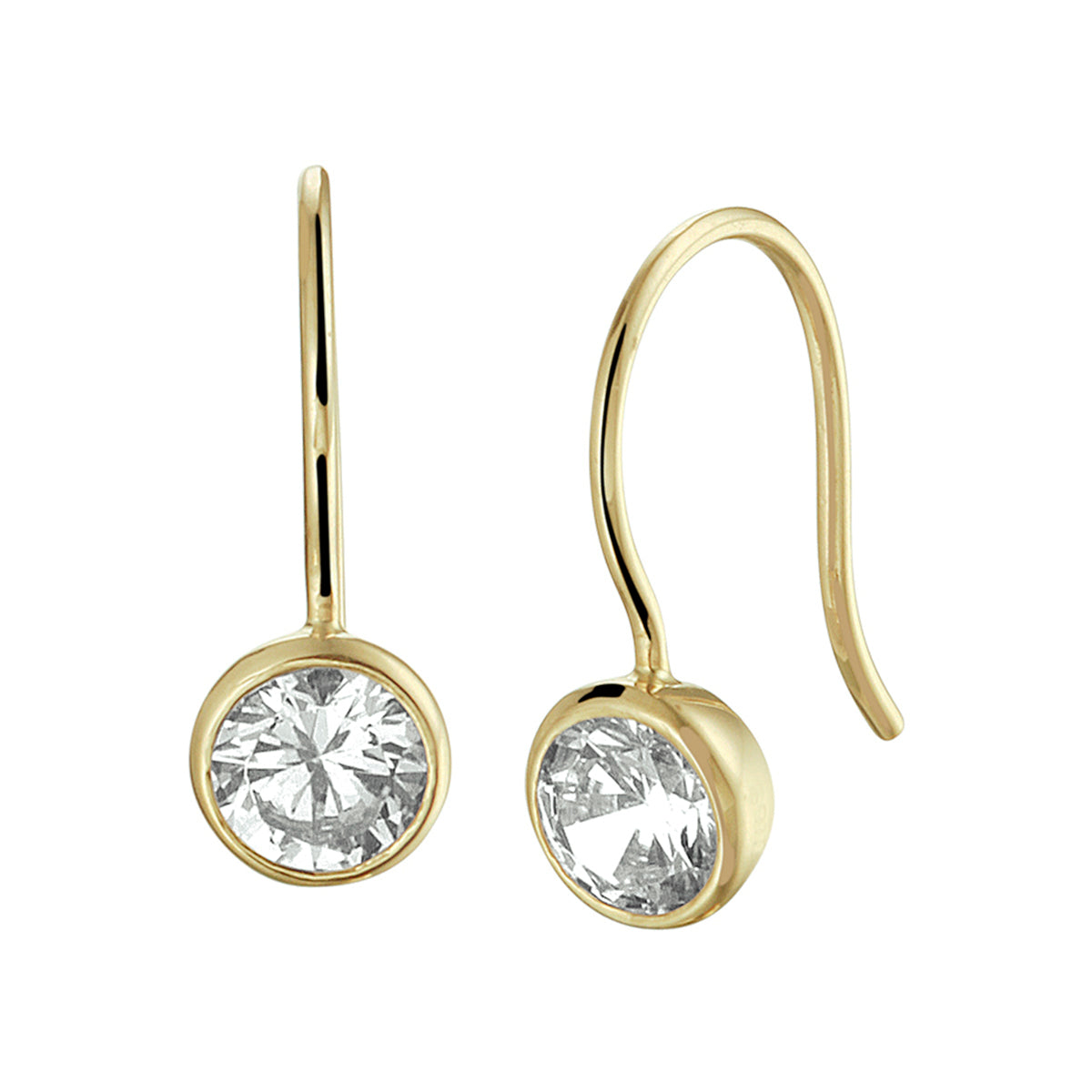 Oorhangers zirkonia franse haak 14k geelgoud