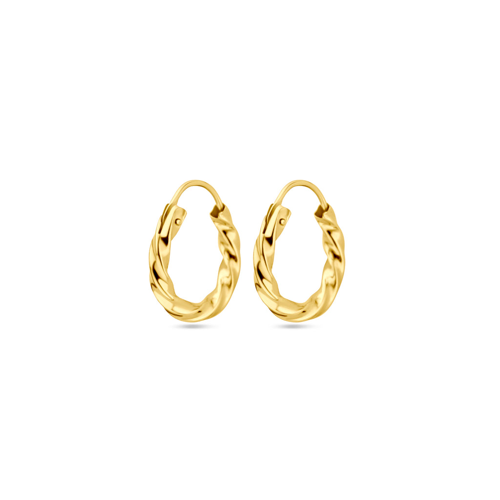 Oorringen gedraaide buis 14k geelgoud