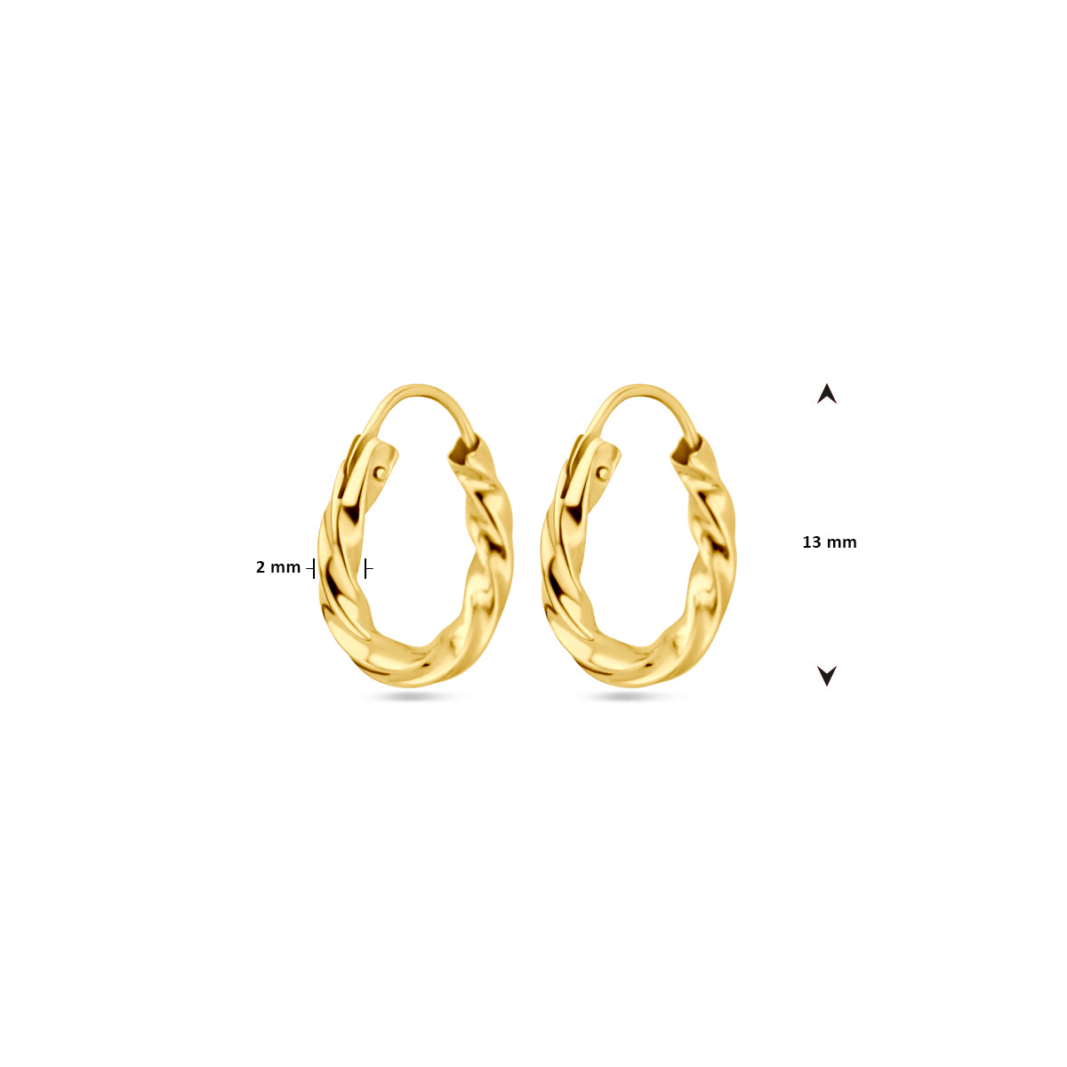 Oorringen gedraaide buis 14k geelgoud