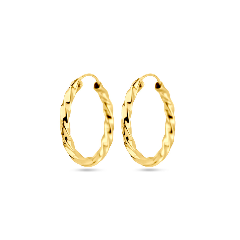 Oorringen gedraaide buis 14k geelgoud