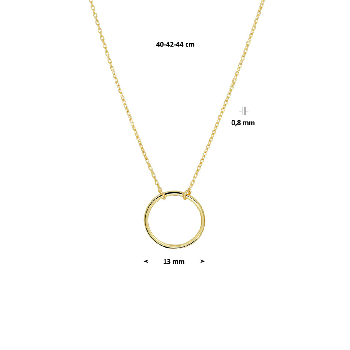 Collier rondje 40 - 42 - 44 cm 14k geelgoud