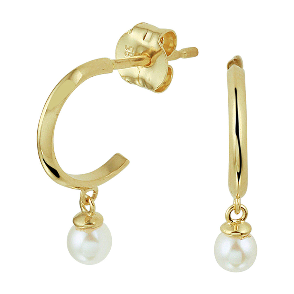 Stekeroorringen parel 14k geelgoud