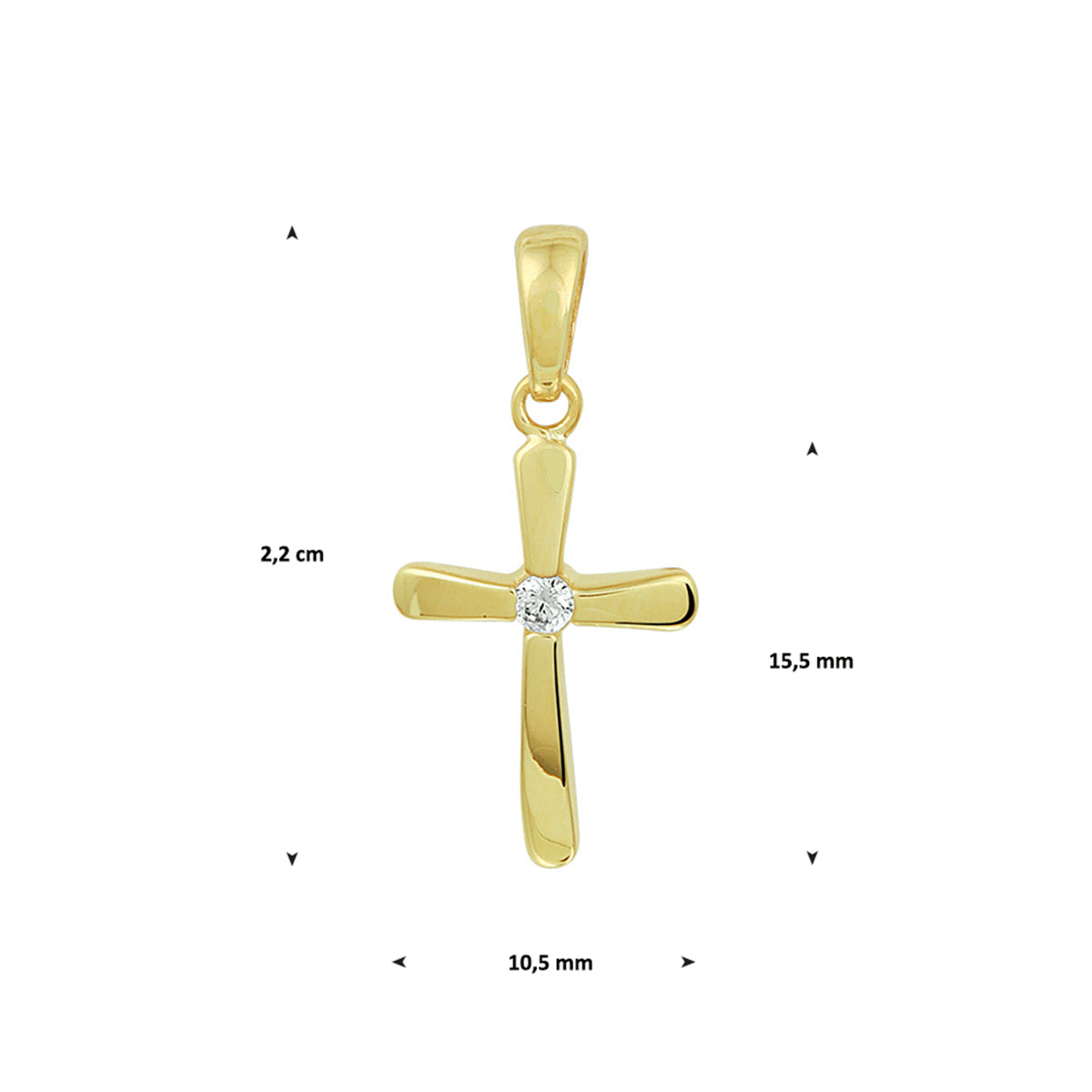 Hanger kruis 14k geelgoud