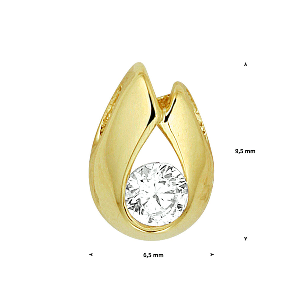 Hanger zirkonia 14k geelgoud