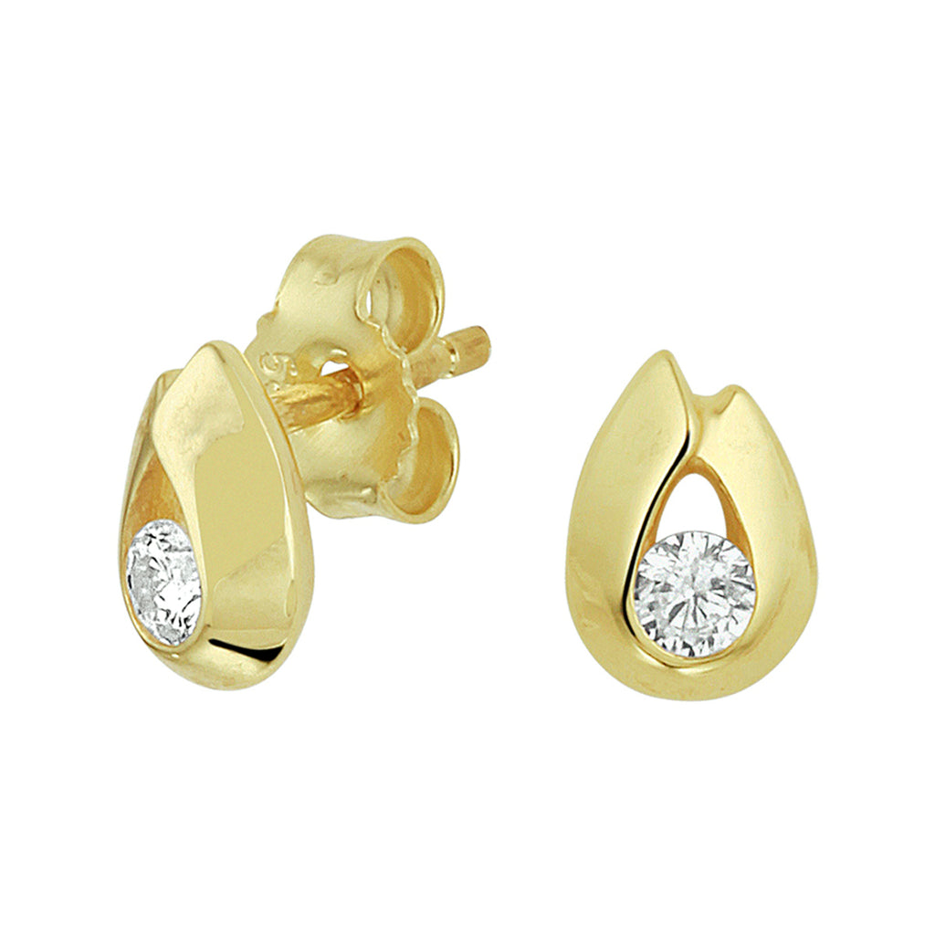 Oorknoppen zirkonia 14k geelgoud