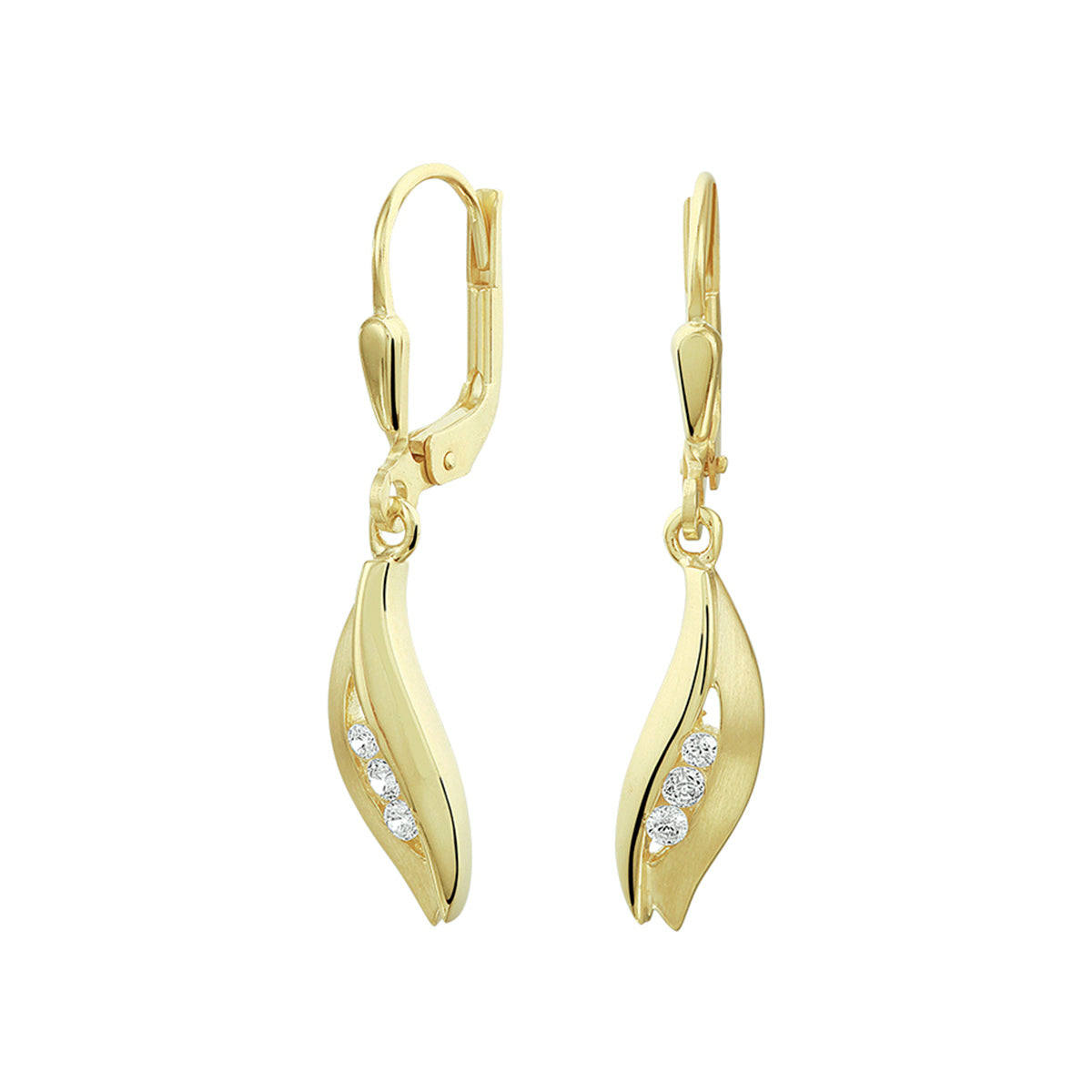 Oorhangers zirkonia brisur haak 14k geelgoud
