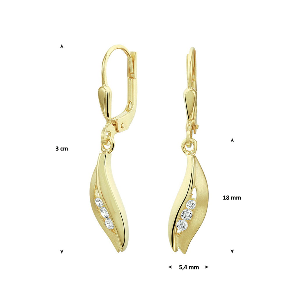 Oorhangers zirkonia brisur haak 14k geelgoud