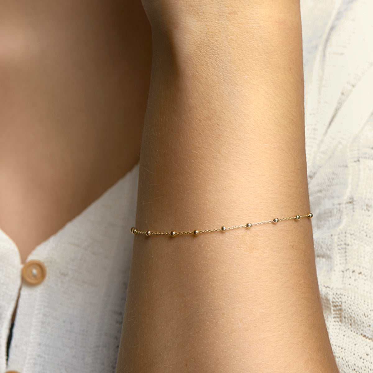 Armband bolletjes 0,9 mm 18 cm 14k geelgoud