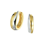 Klapoorringen bicolor gestift 14k geelgoud