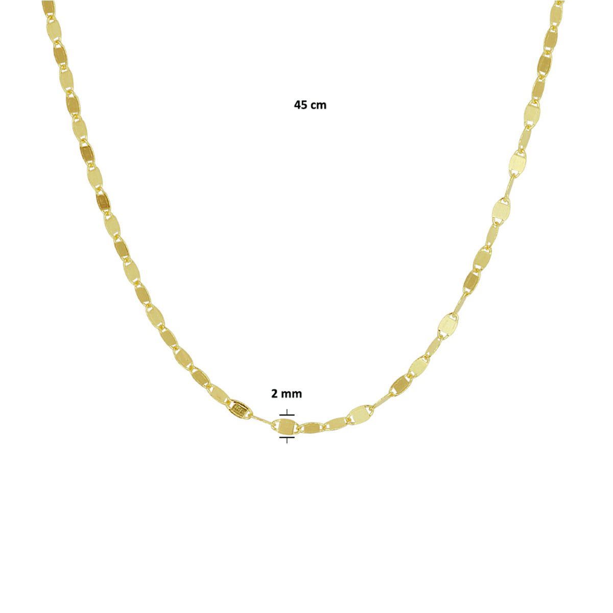 Collier 2,0 mm 45 cm 14k geelgoud