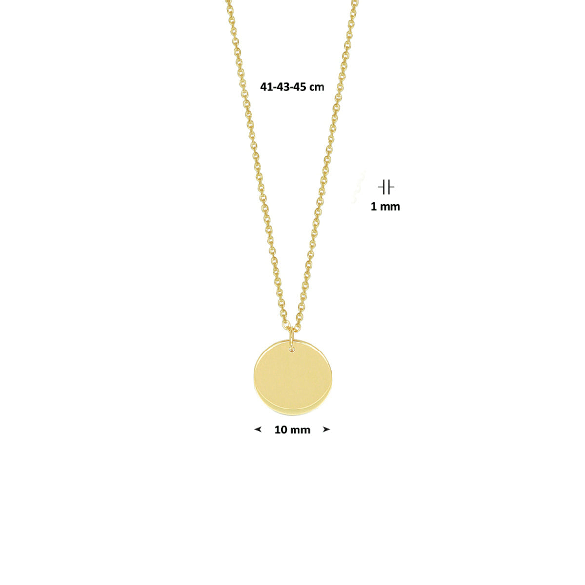 Graveercollier rondje 41 - 43 - 45 cm 14k geelgoud