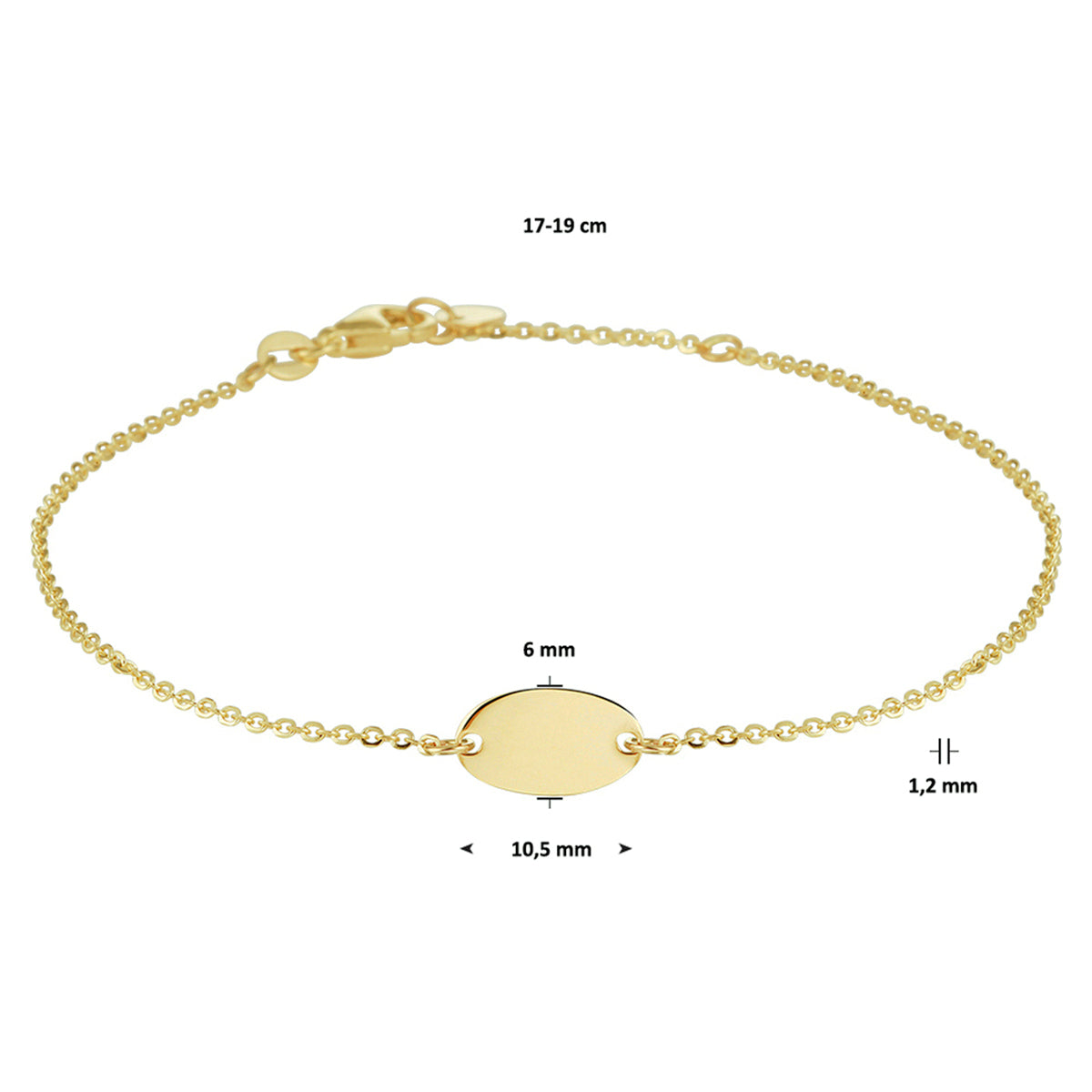 Armband ovaal  17 - 19 cm 14k geelgoud