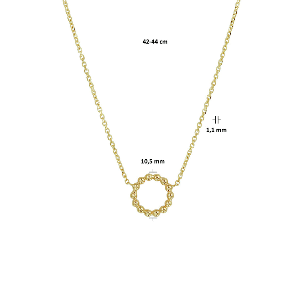 Collier bolletjes 42 - 44 cm 14k geelgoud